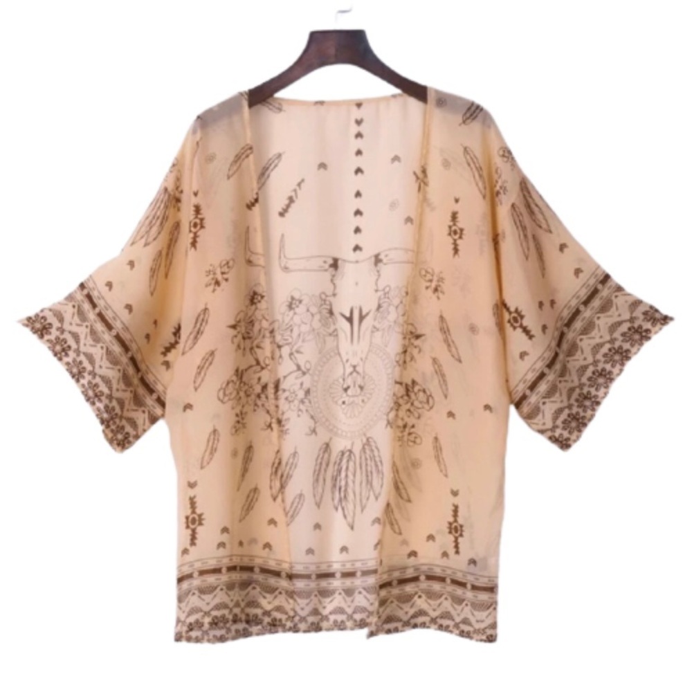 Bohemian Print Long Sleeve Kimono